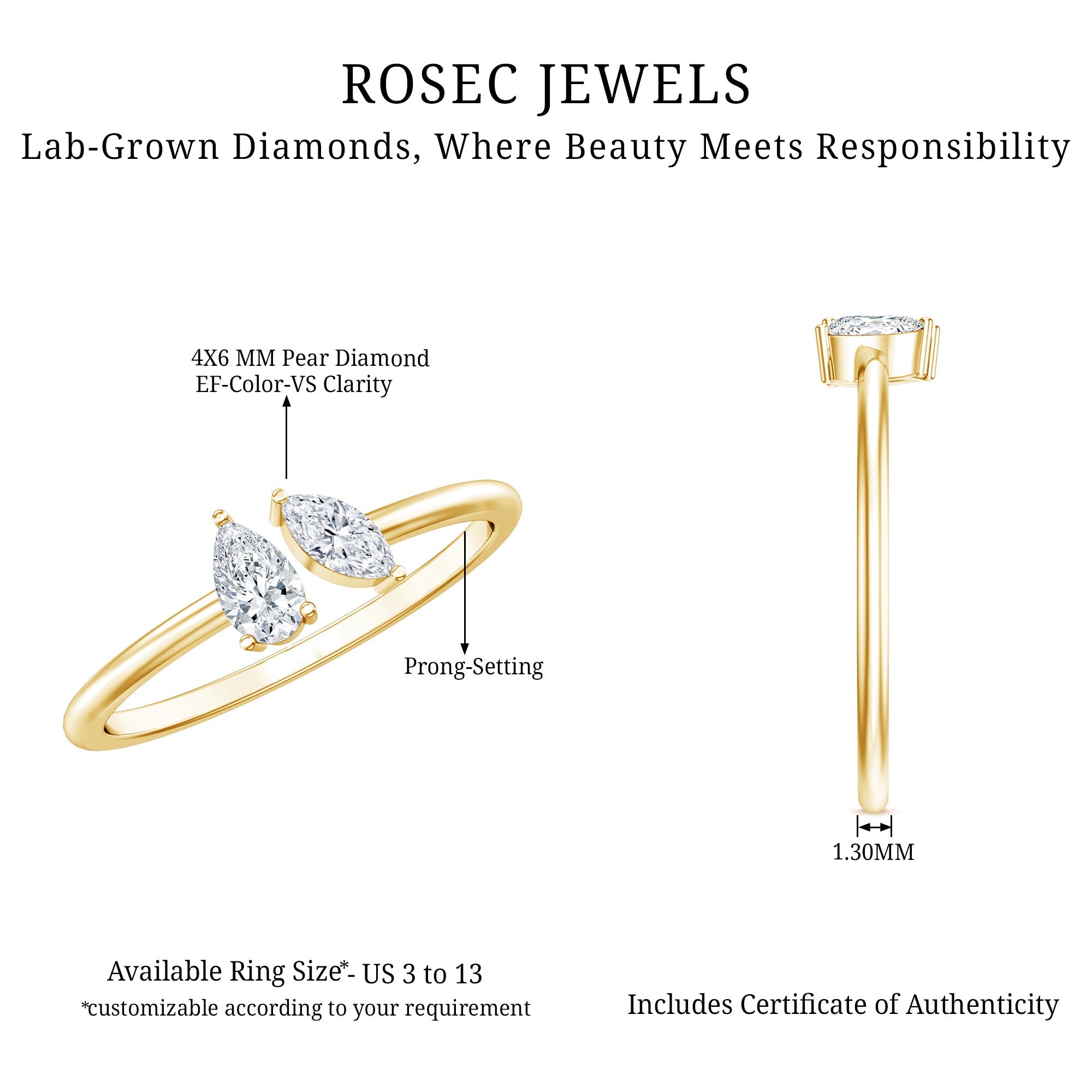 Certified Lab Grown Diamond Two Stone Promise Ring