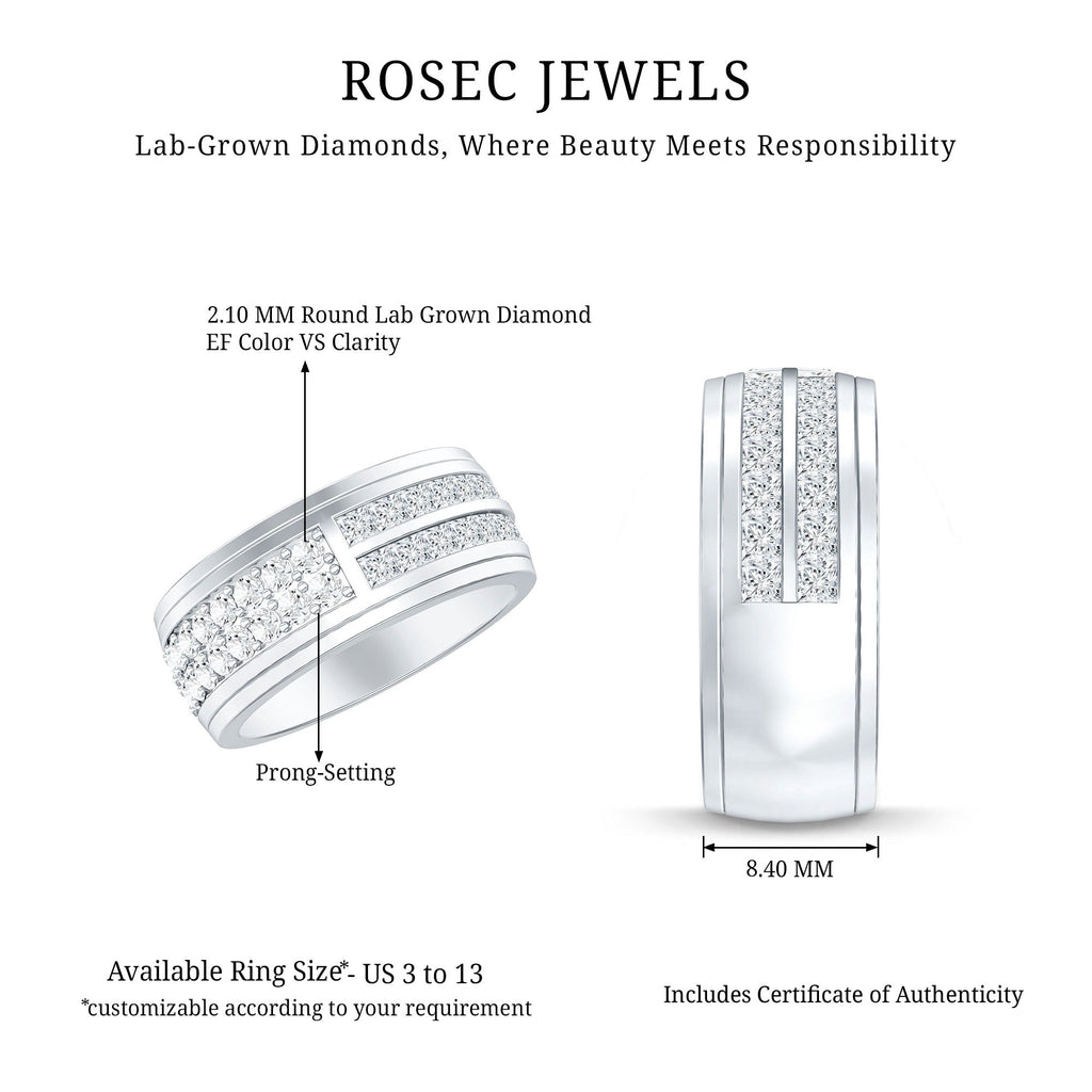 Certified Lab Grown Diamond Wide Wedding Band Ring
