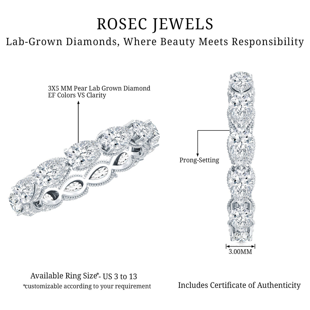 Certified Pear Shape Lab Grown Diamond Eternity Ring