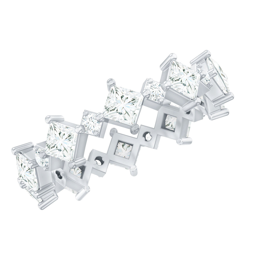 Certified Princess Cut Lab Grown Diamond Eternity Wedding Ring