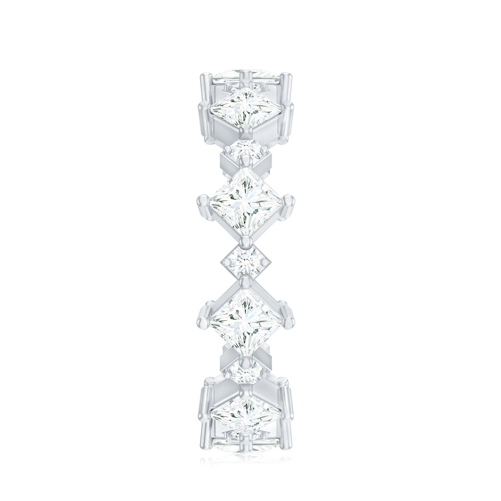 Certified Princess Cut Lab Grown Diamond Eternity Wedding Ring