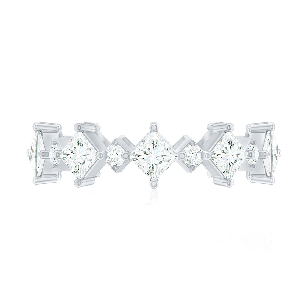Certified Princess Cut Lab Grown Diamond Eternity Wedding Ring