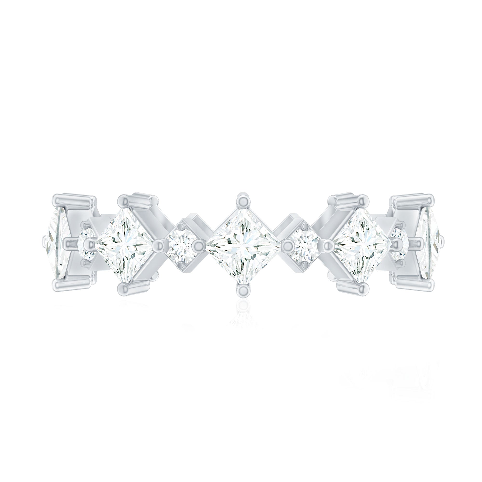 Certified Princess Cut Lab Grown Diamond Eternity Wedding Ring