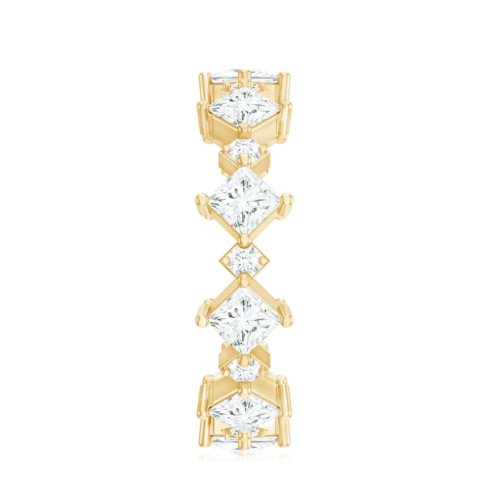 Certified Princess Cut Lab Grown Diamond Eternity Wedding Ring