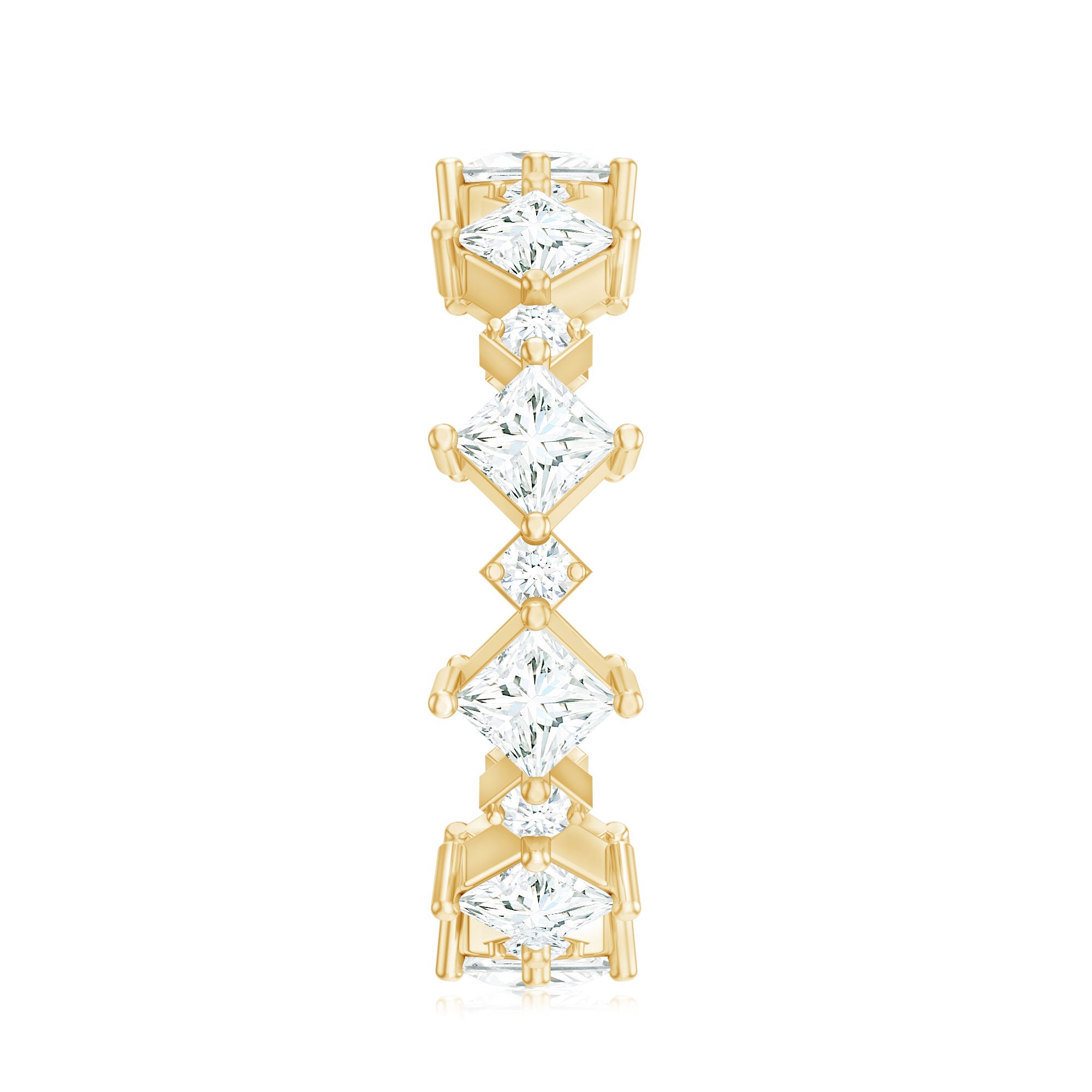 Certified Princess Cut Lab Grown Diamond Eternity Wedding Ring