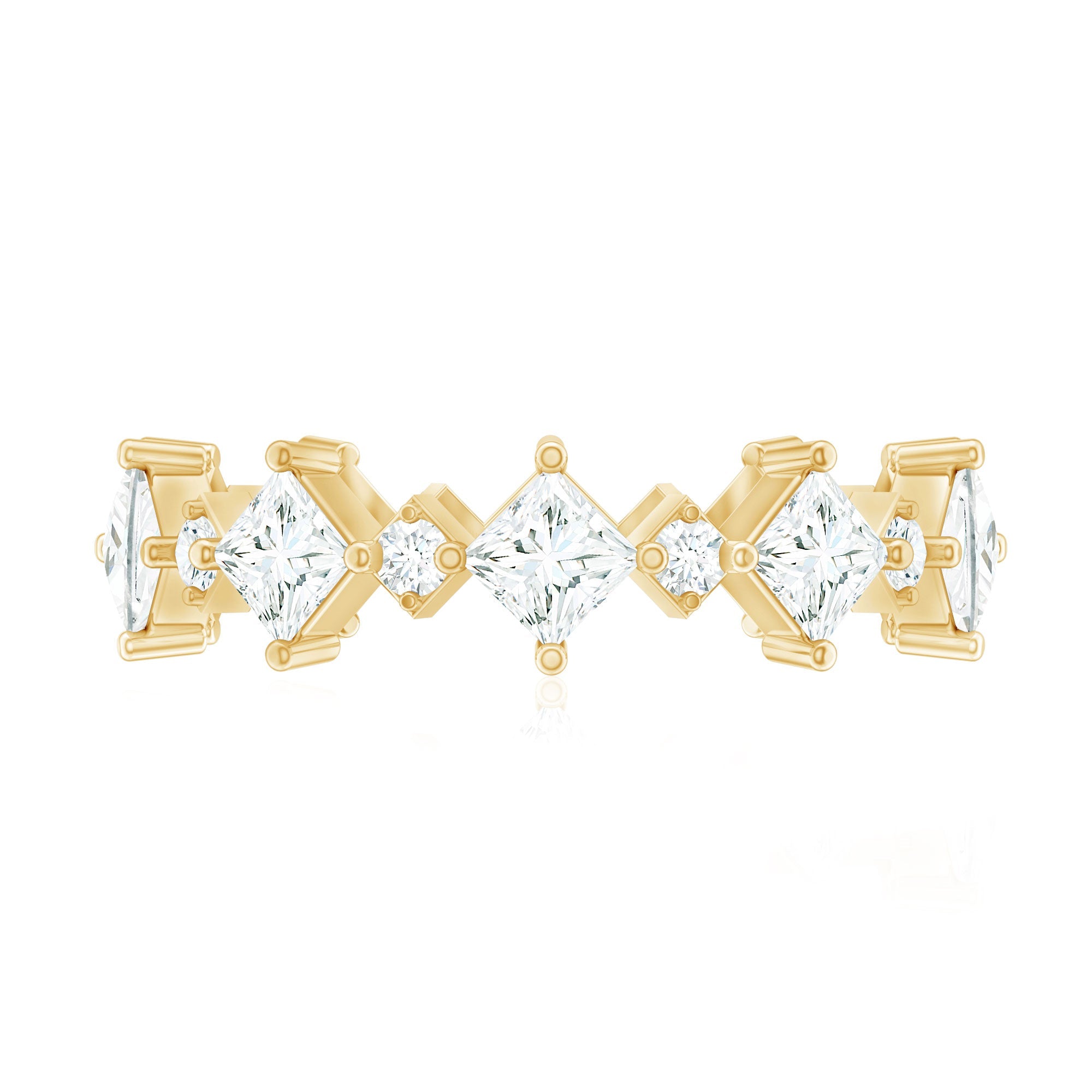 Certified Princess Cut Lab Grown Diamond Eternity Wedding Ring