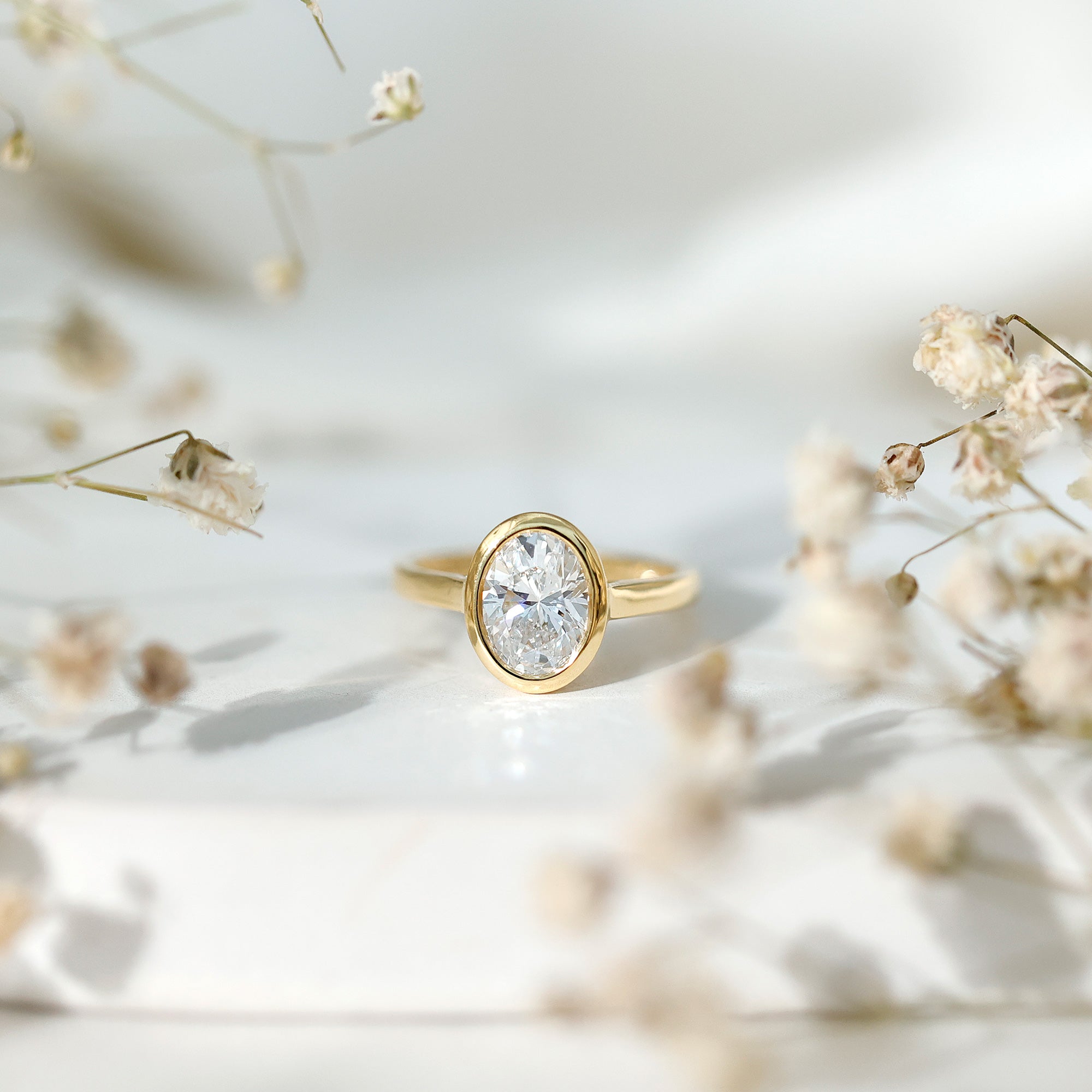 Certified 1 Carat Lab Grown Diamond Bezel Set Engagement Ring