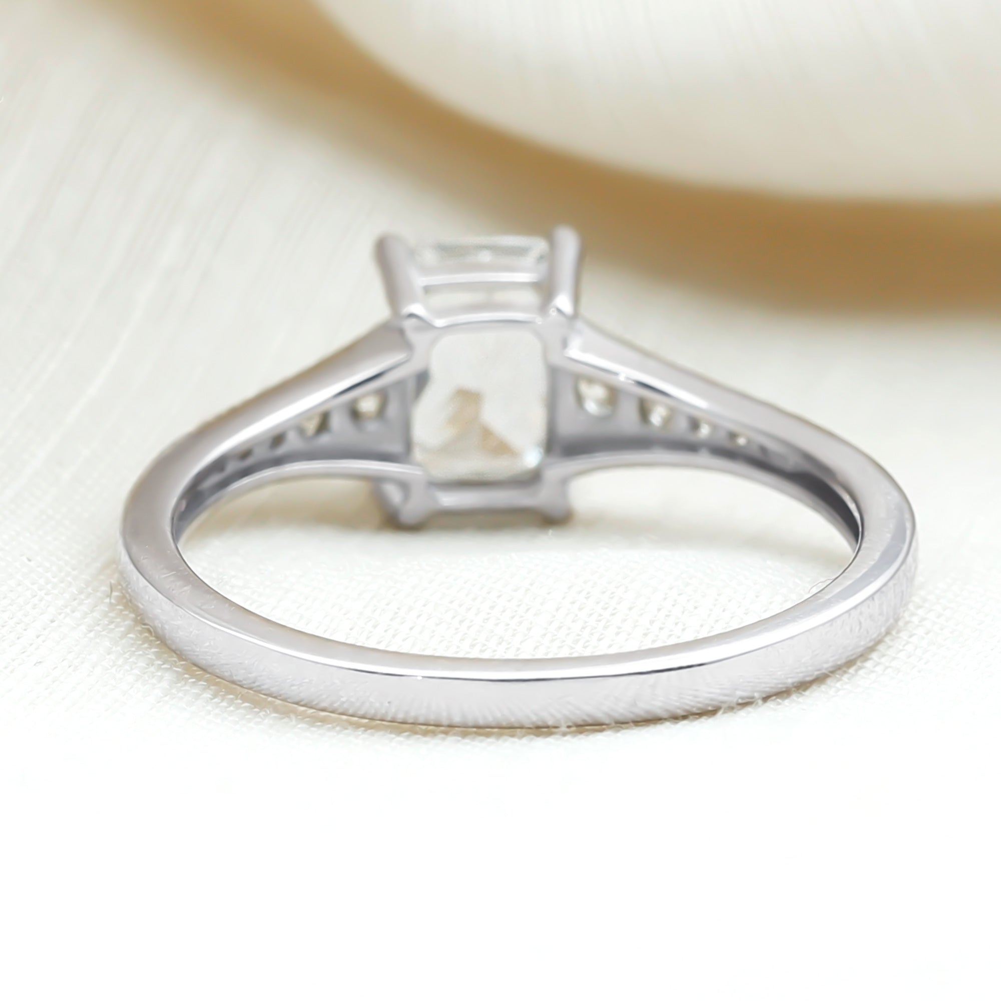 Brilliant Cut 7X5 MM Lab Grown Diamond Emerald Cut Engagement Ring