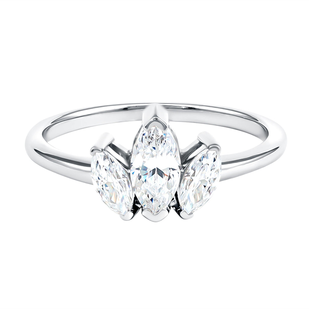 Marquise Cut Lab Grown Diamond 3 Stone Engagement Ring