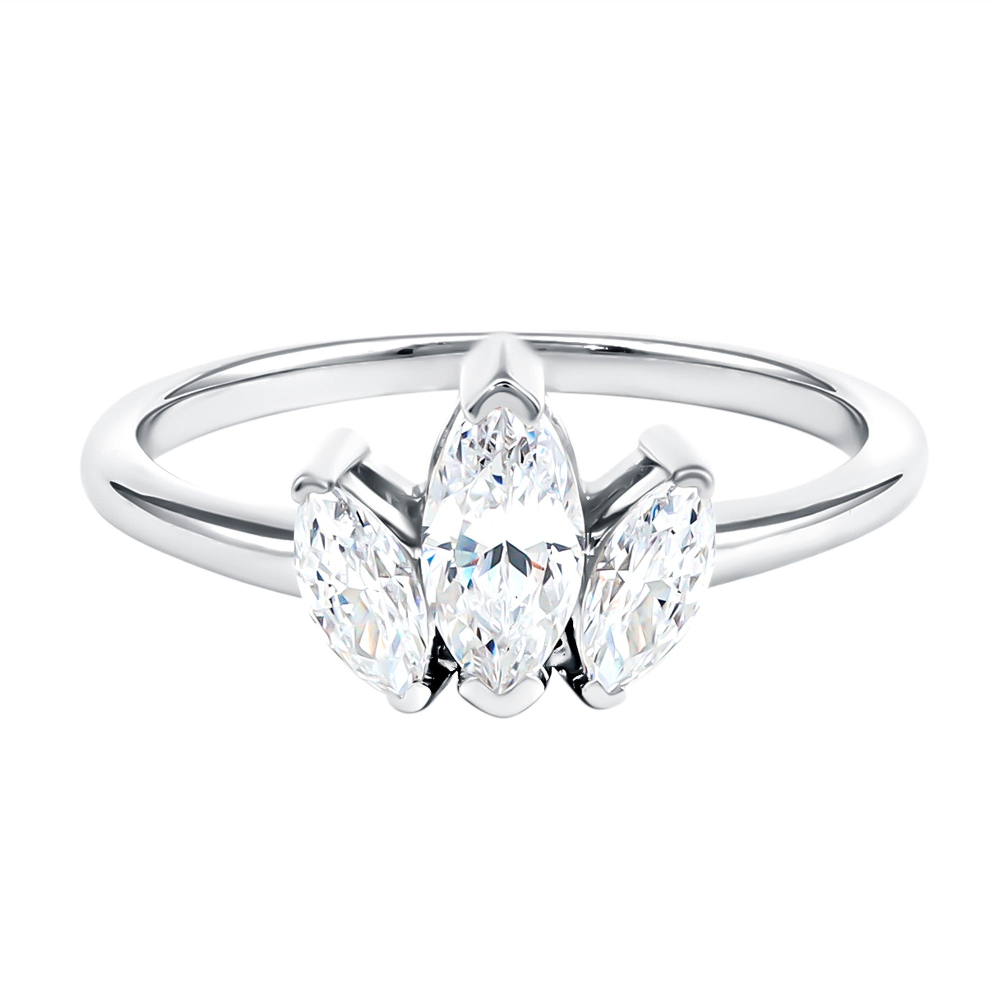 Marquise Cut Lab Grown Diamond 3 Stone Engagement Ring