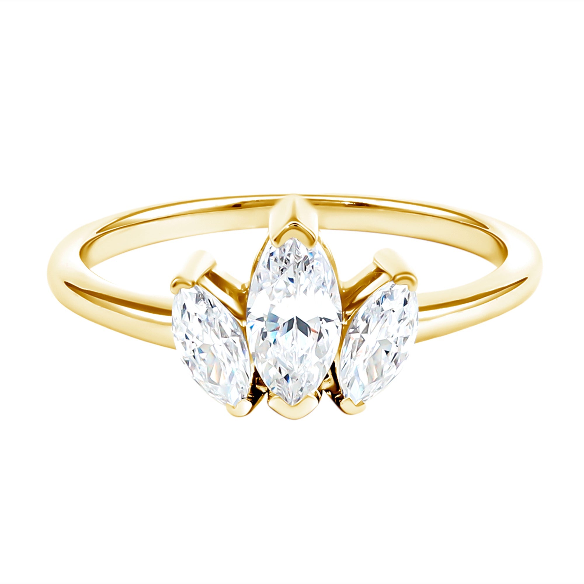 Marquise Cut Lab Grown Diamond 3 Stone Engagement Ring