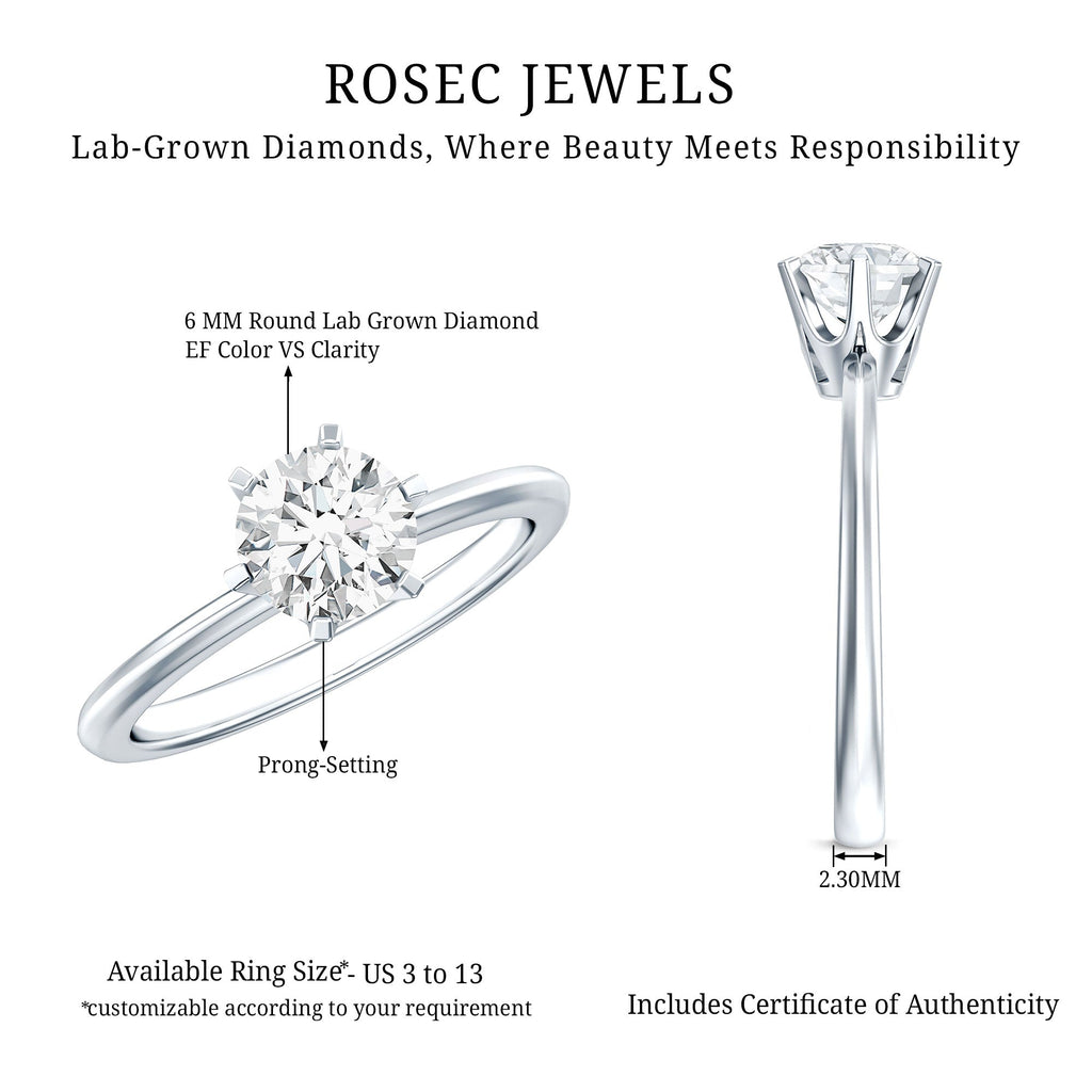 1 Carat Lab Grown Diamond Solitaire Engagement Ring with IGI Certificate