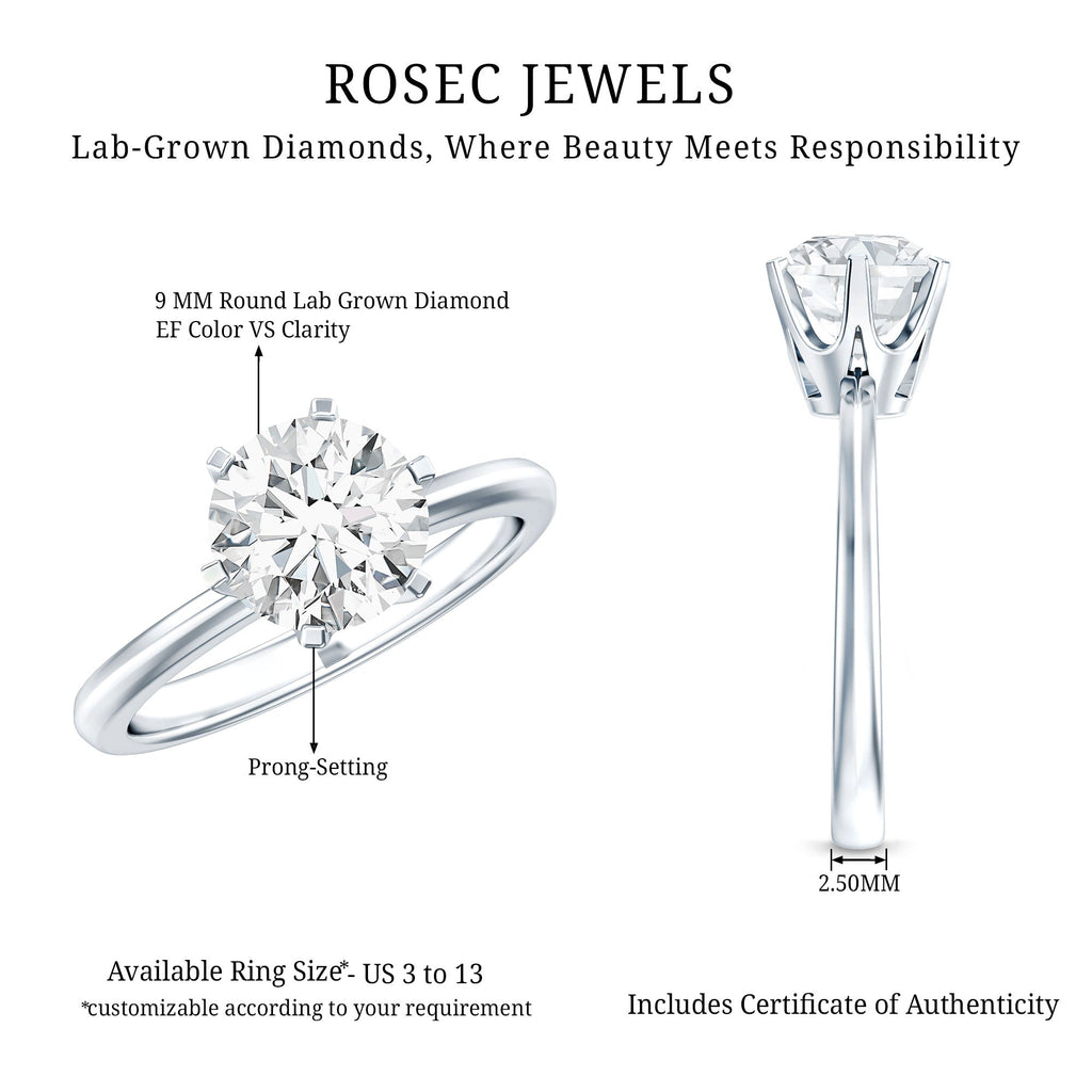 3 Carat IGI Certified Lab Grown Diamond Round Engagement Ring
