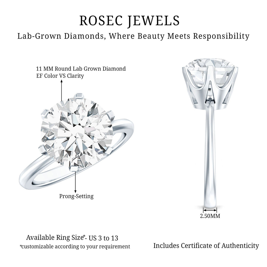 IGI Certified 5 Carat Lab Grown Diamond Solitaire Engagement Ring