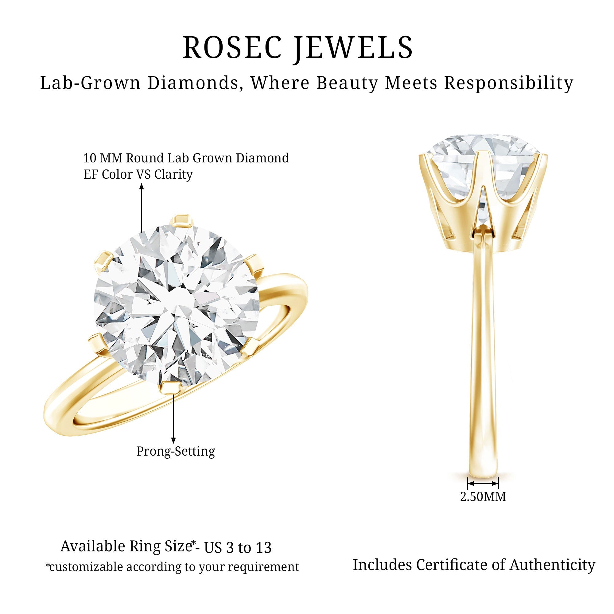 4 Carat Lab Created Diamond Solitaire Engagement Ring with IGI Certificate