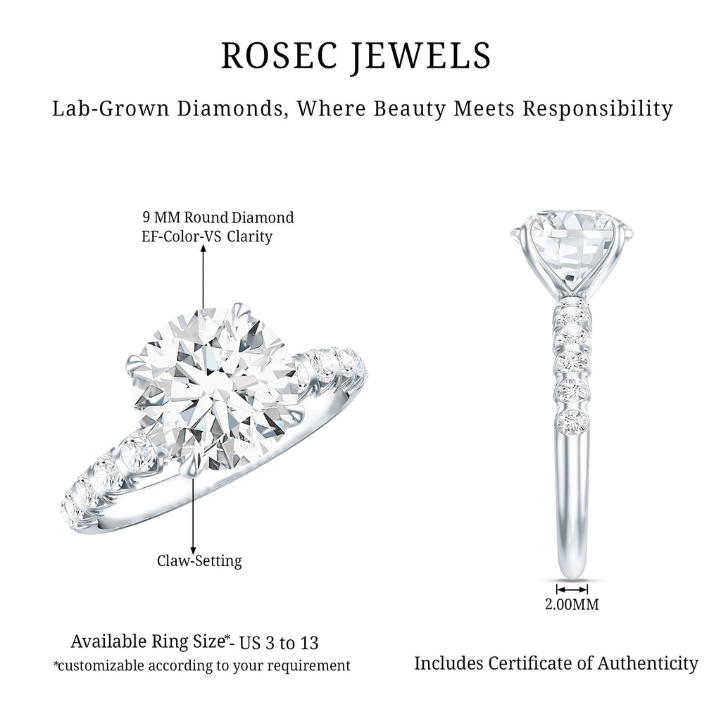 Round Cut 3 Carat Lab Grown Diamond Engagement Ring with IGI Certificate