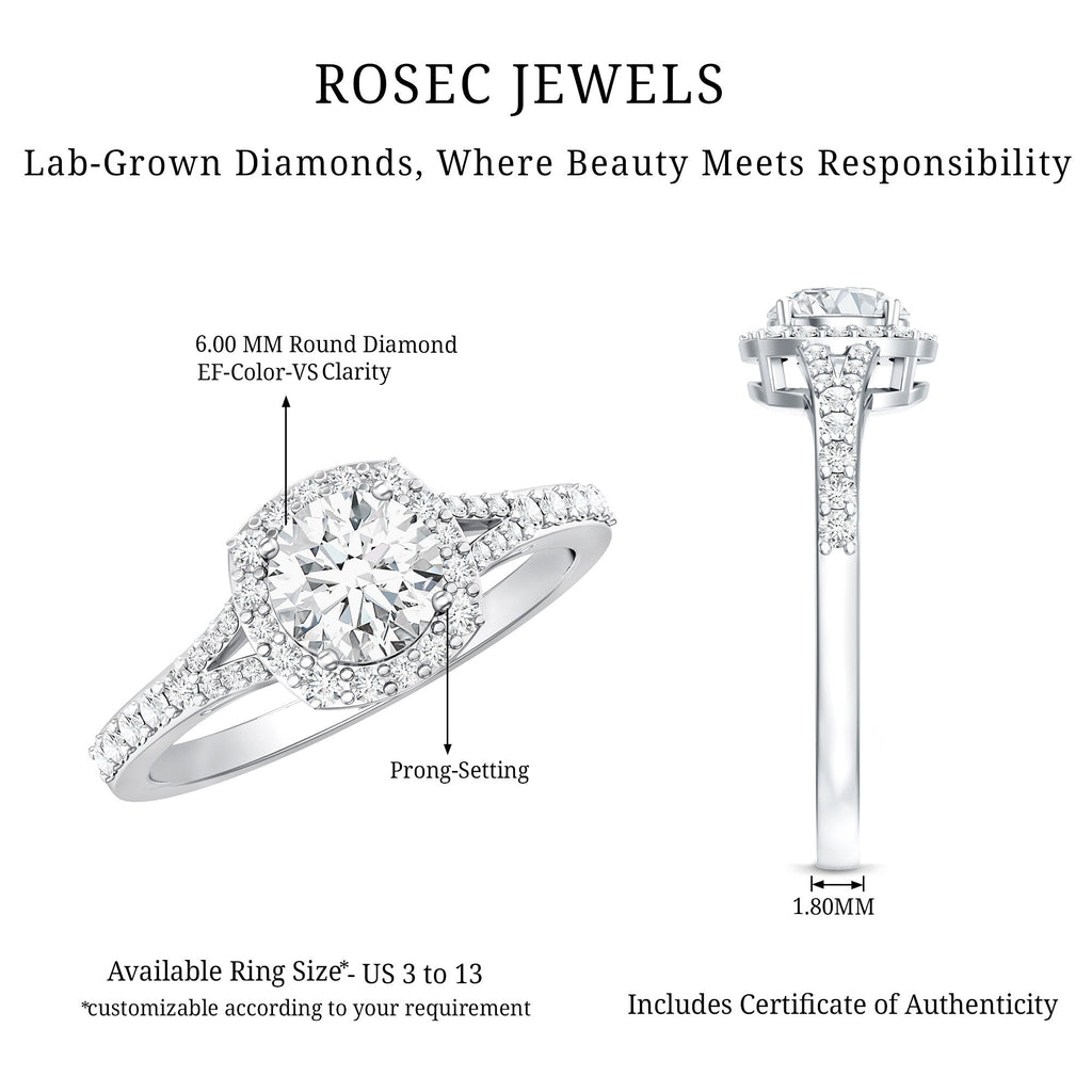 IGI Certified 1 Carat Lab Grown Diamond Halo Engagement Ring for Women