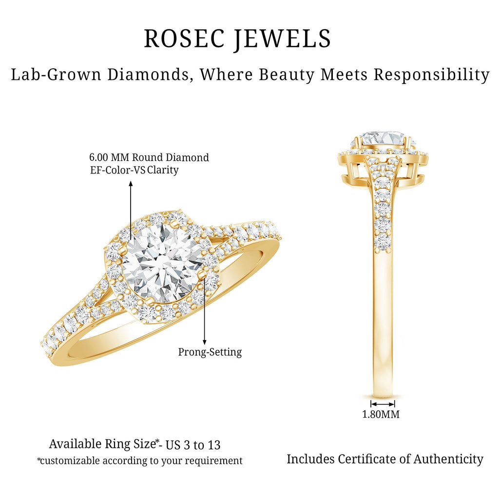 IGI Certified 1 Carat Lab Grown Diamond Halo Engagement Ring for Women