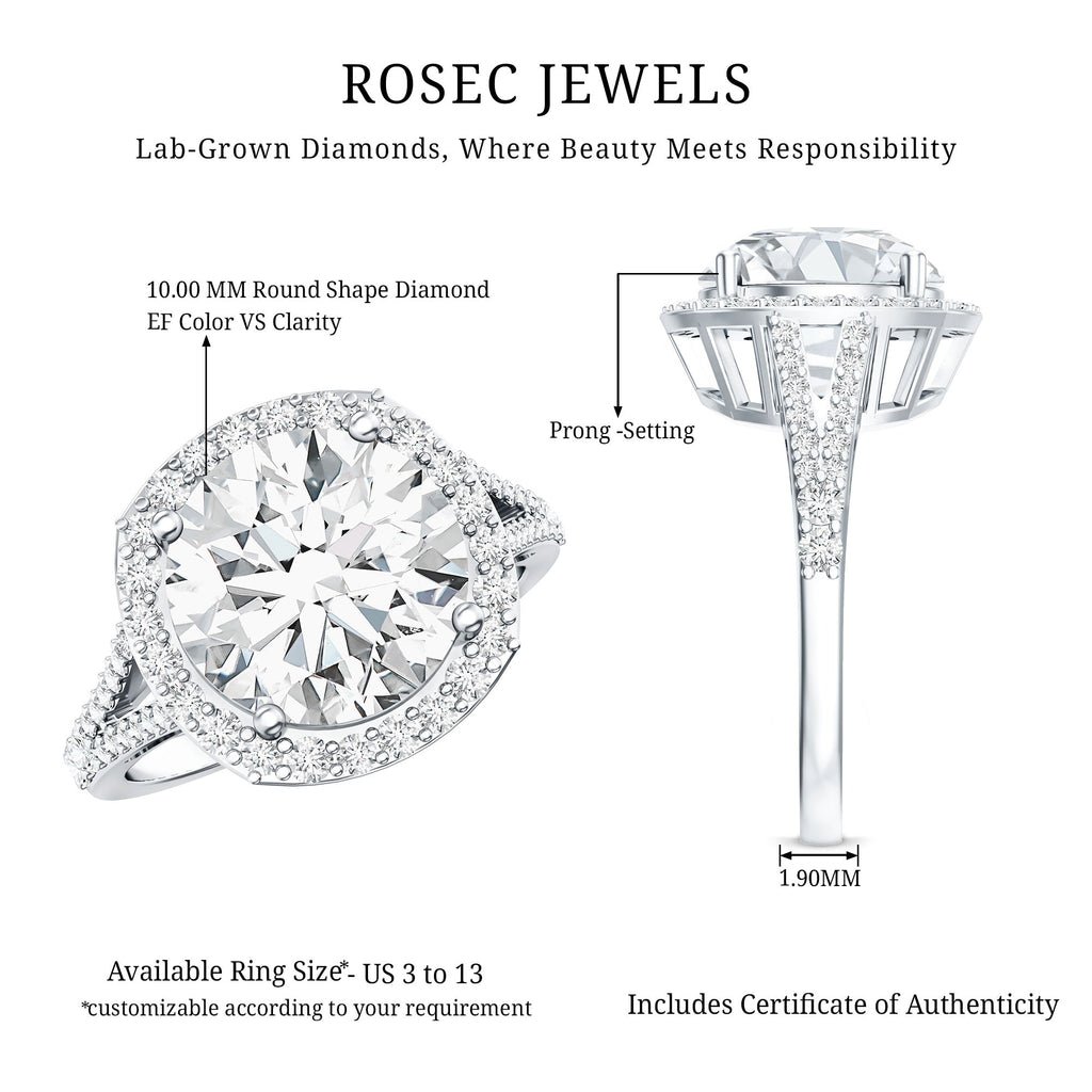 IGI Certified Lab Grown Diamond Statement Engagement Ring with Split Shank