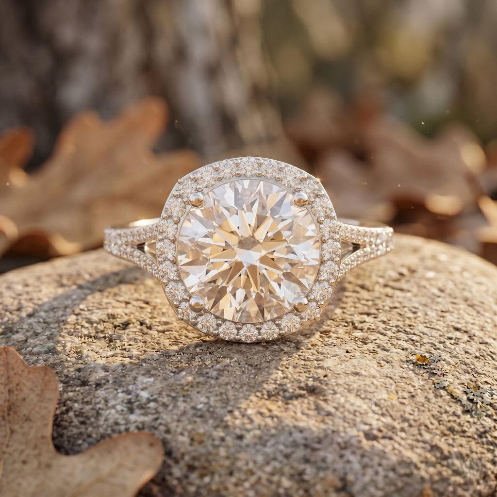 IGI Certified Lab Grown Diamond Statement Engagement Ring with Split Shank