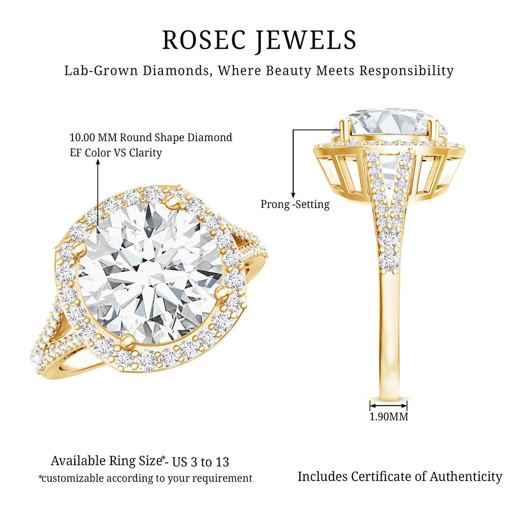 IGI Certified Lab Grown Diamond Statement Engagement Ring with Split Shank