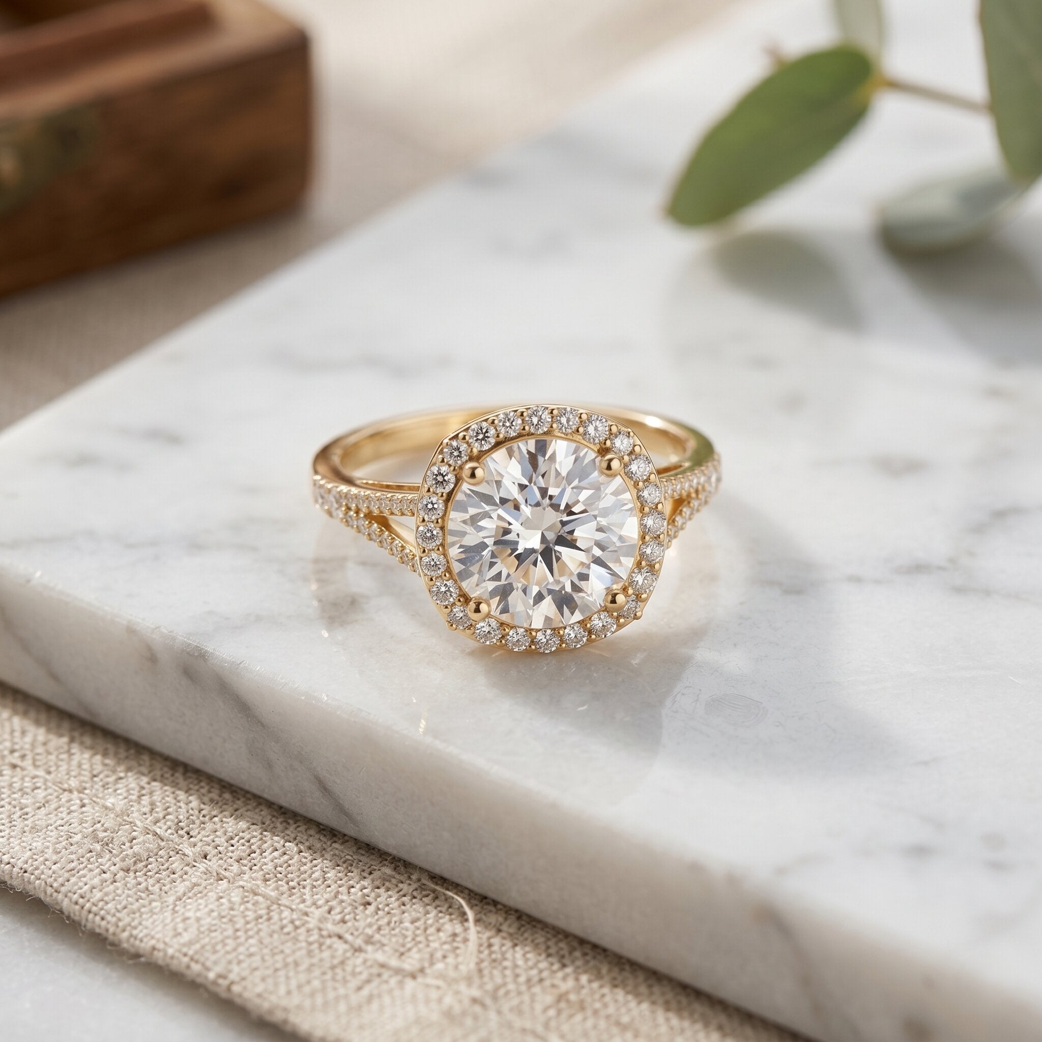 IGI Certified Lab Grown Diamond Statement Engagement Ring with Split Shank