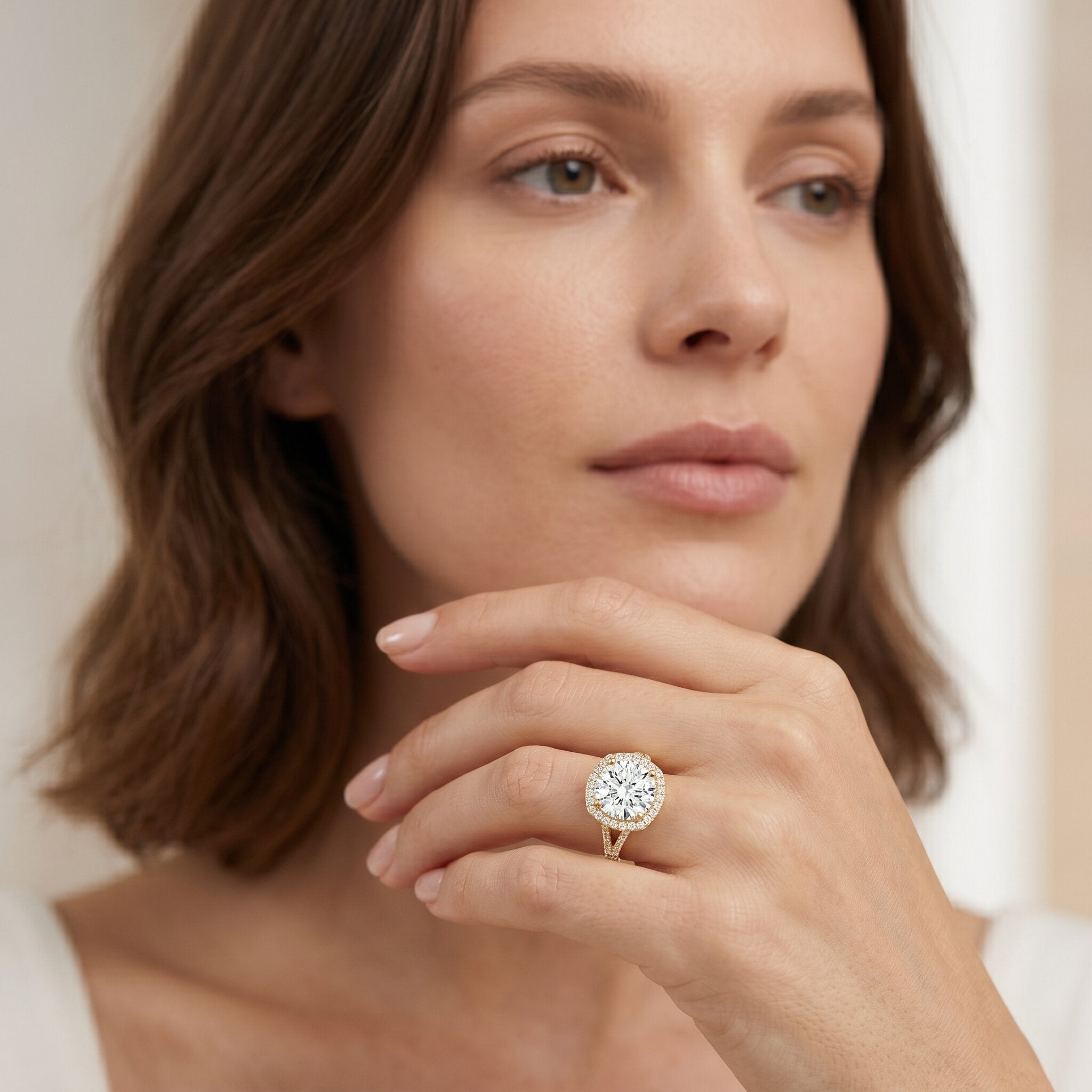 IGI Certified Lab Grown Diamond Statement Engagement Ring with Split Shank