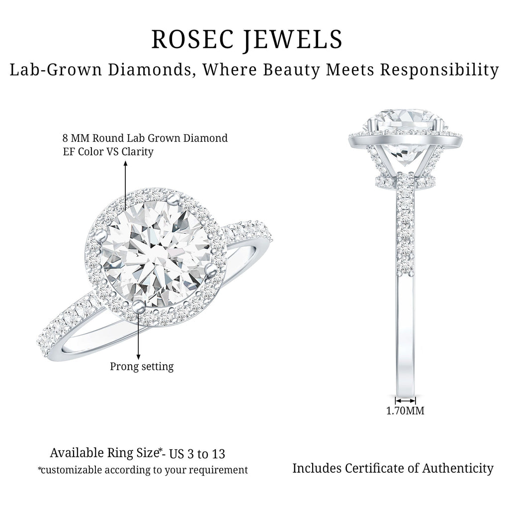 2 Carat Lab Grown Diamond Halo Engagement Ring with IGI Certificate
