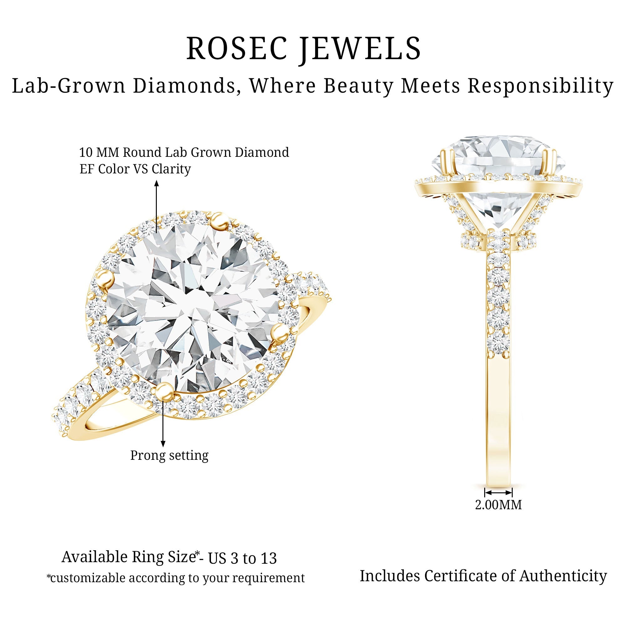 4 Carat Lab Grown Diamond Cocktail Engagement Ring with IGI Certificate