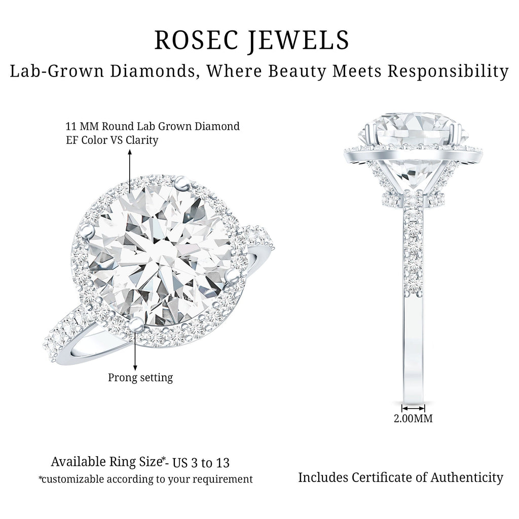 5 Carat Round Lab Grown Diamond Engagement Ring with IGI Certified
