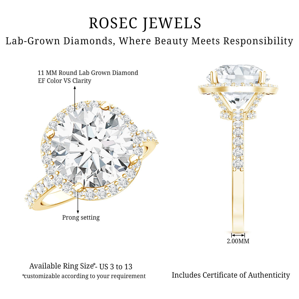 5 Carat Round Lab Grown Diamond Engagement Ring with IGI Certified