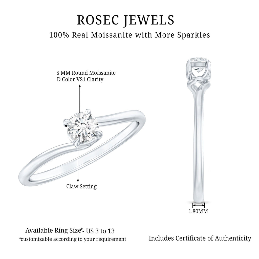 0.5 Carat Round Cut Moissanite Promise Solitaire Ring for Her