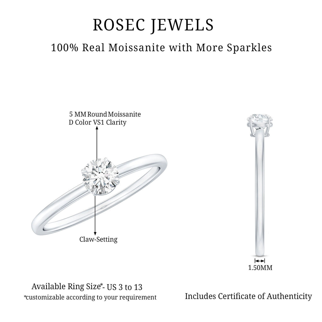 Claw Set Solitaire Moissanite Promise Ring for Women