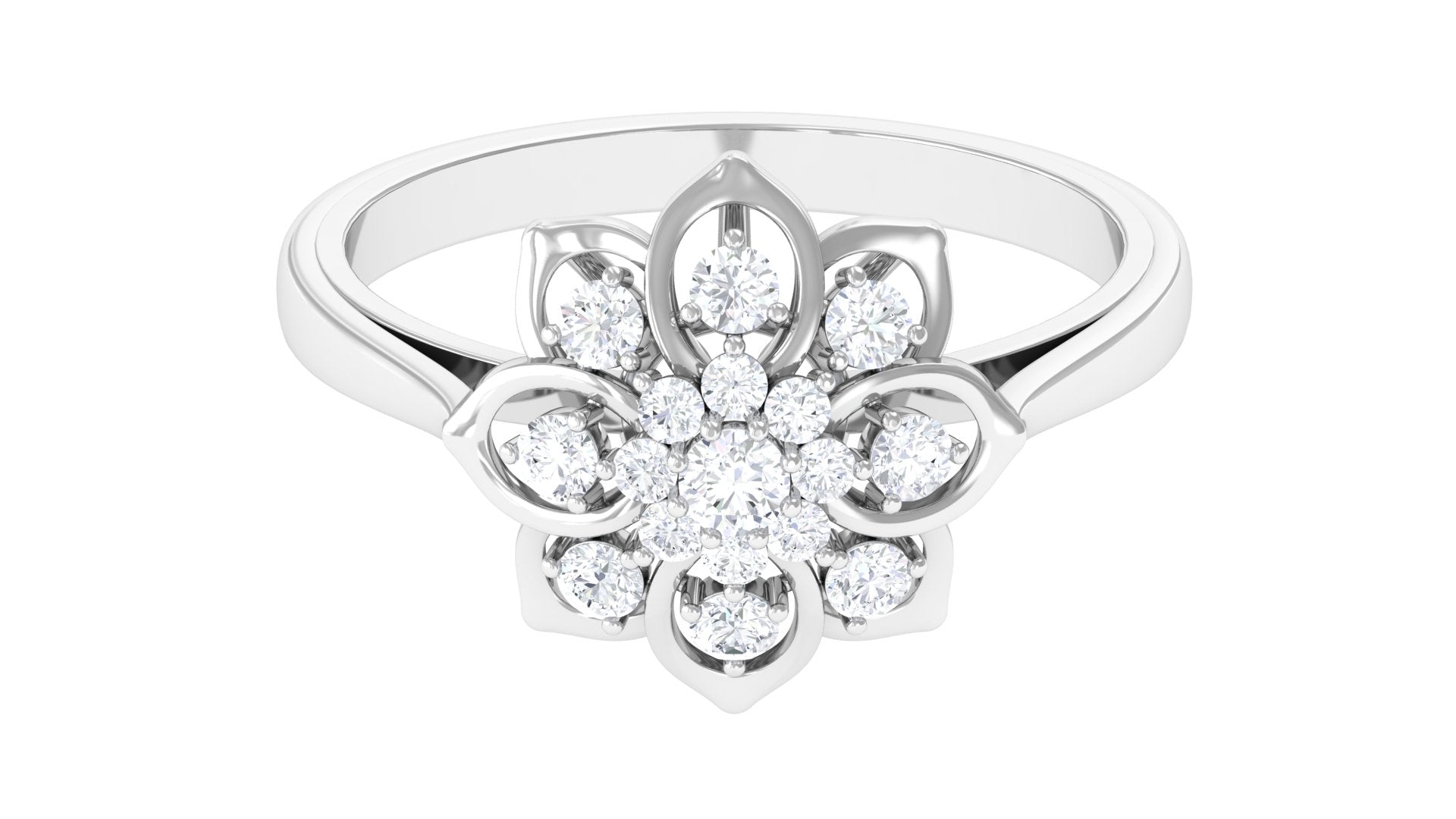 Certified Natural Diamond Flower Engagement Ring