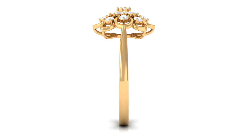 Certified Natural Diamond Flower Engagement Ring
