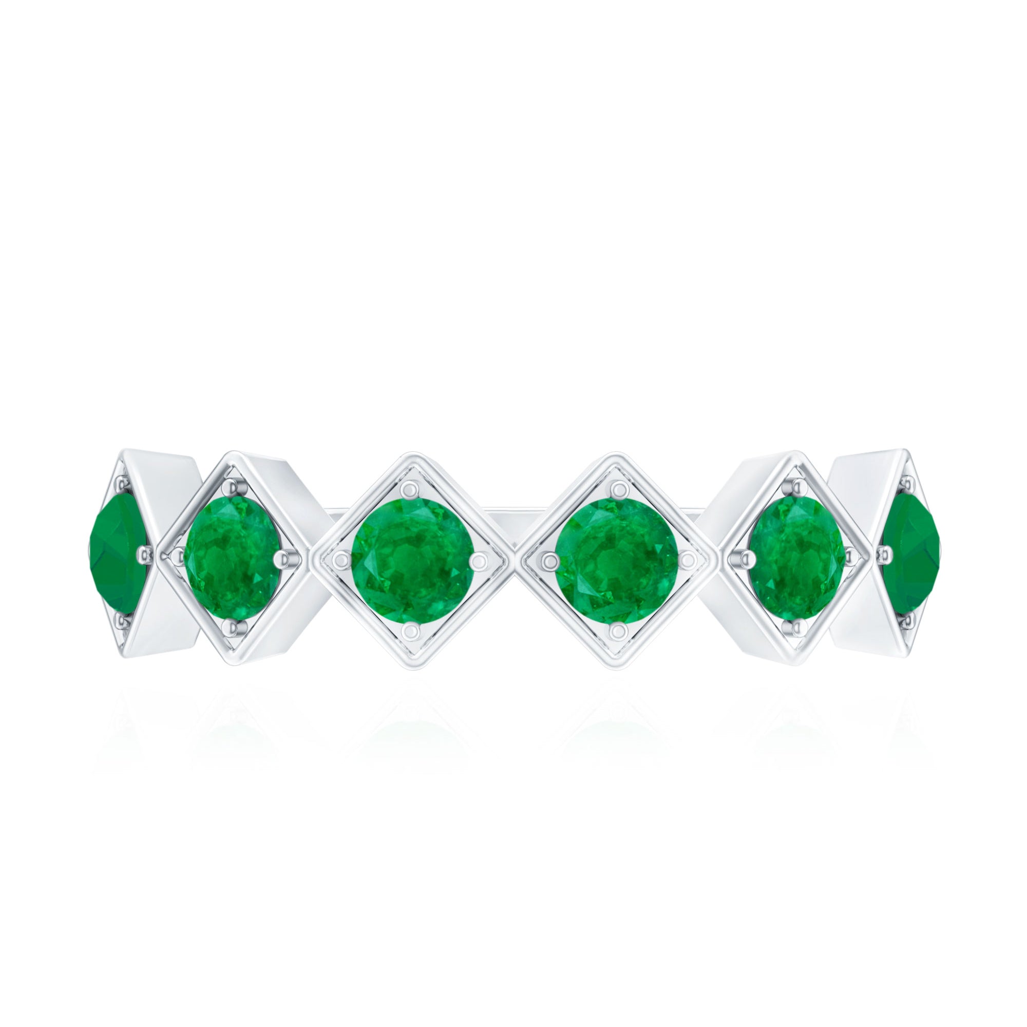 Geometric Emerald Half Eternity Ring for Women