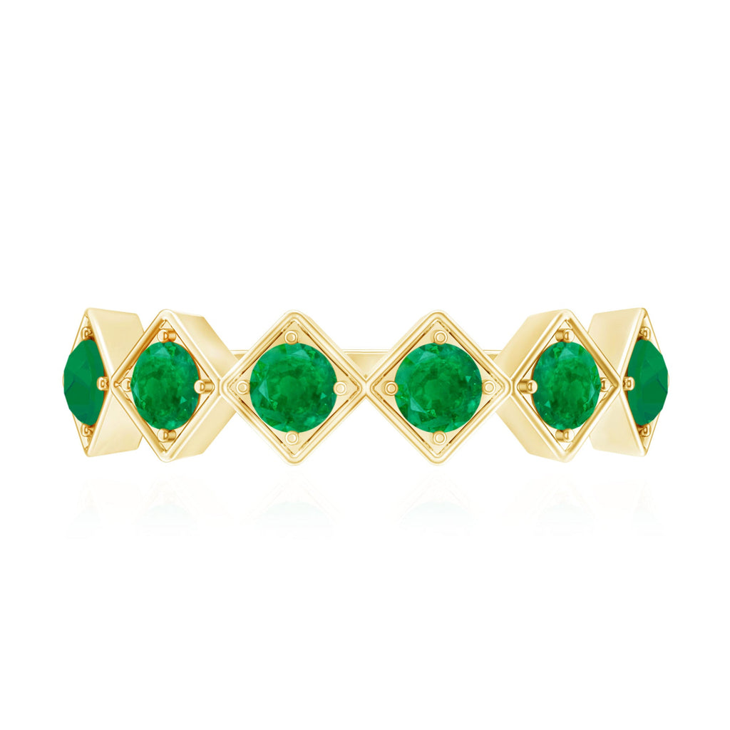 Geometric Emerald Half Eternity Ring for Women