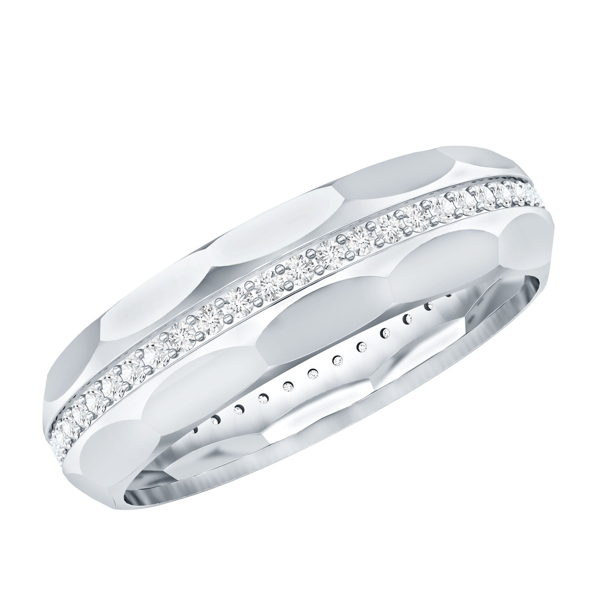 Natural Diamond Wide Eternity Band Ring with Textured