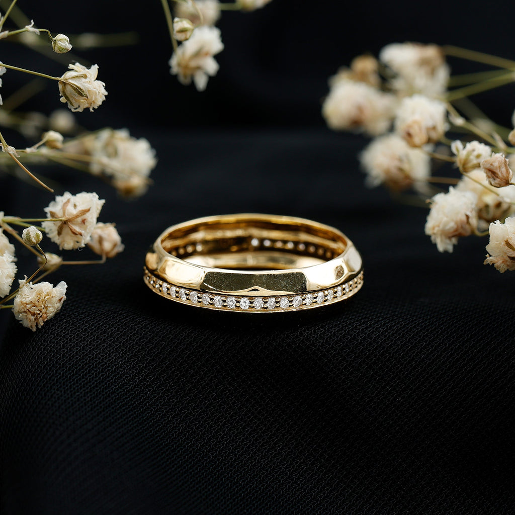 Natural Diamond Wide Eternity Band Ring with Textured