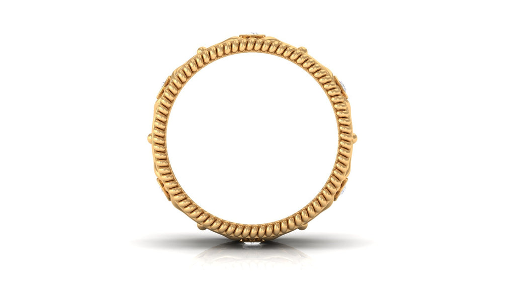 Vintage Inspired Real Diamond Wedding Band Ring