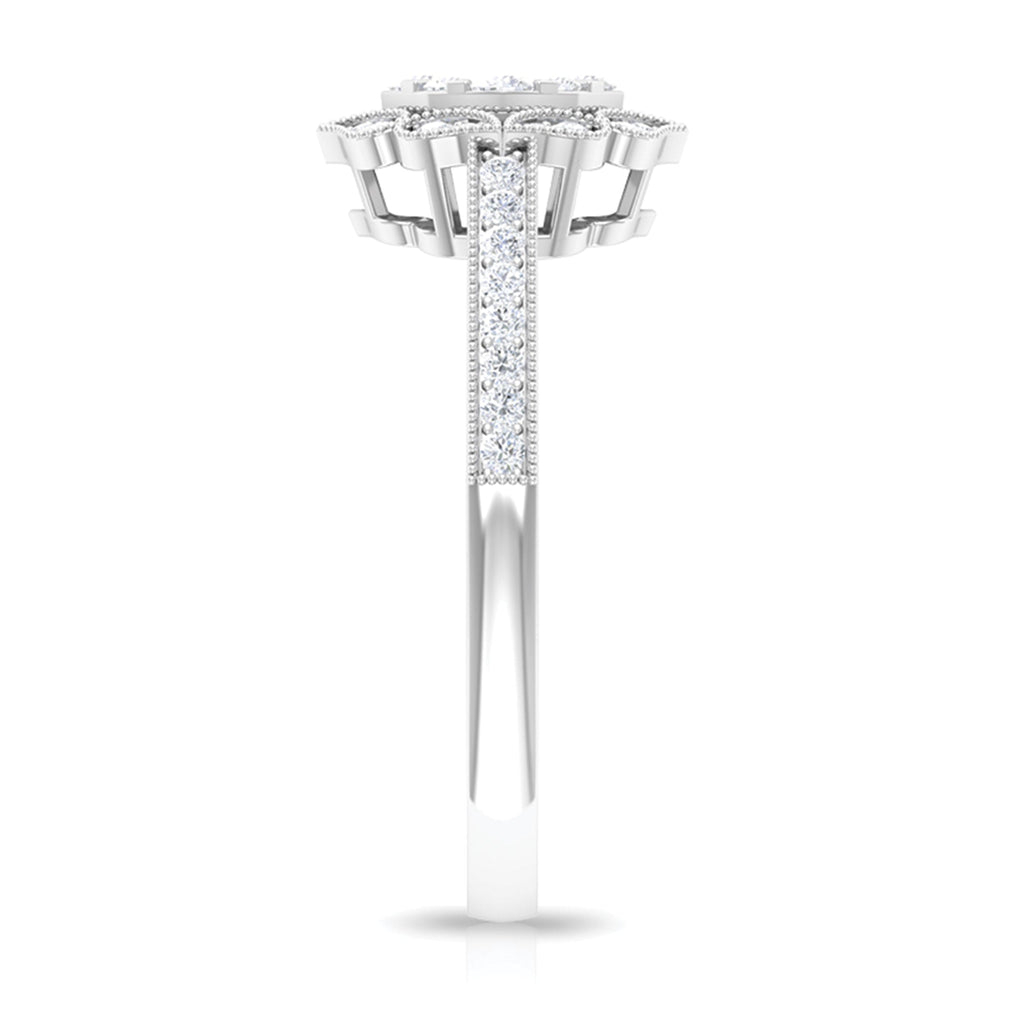 Vintage Inspired Diamond Halo Engagement Ring In Illusion Setting
