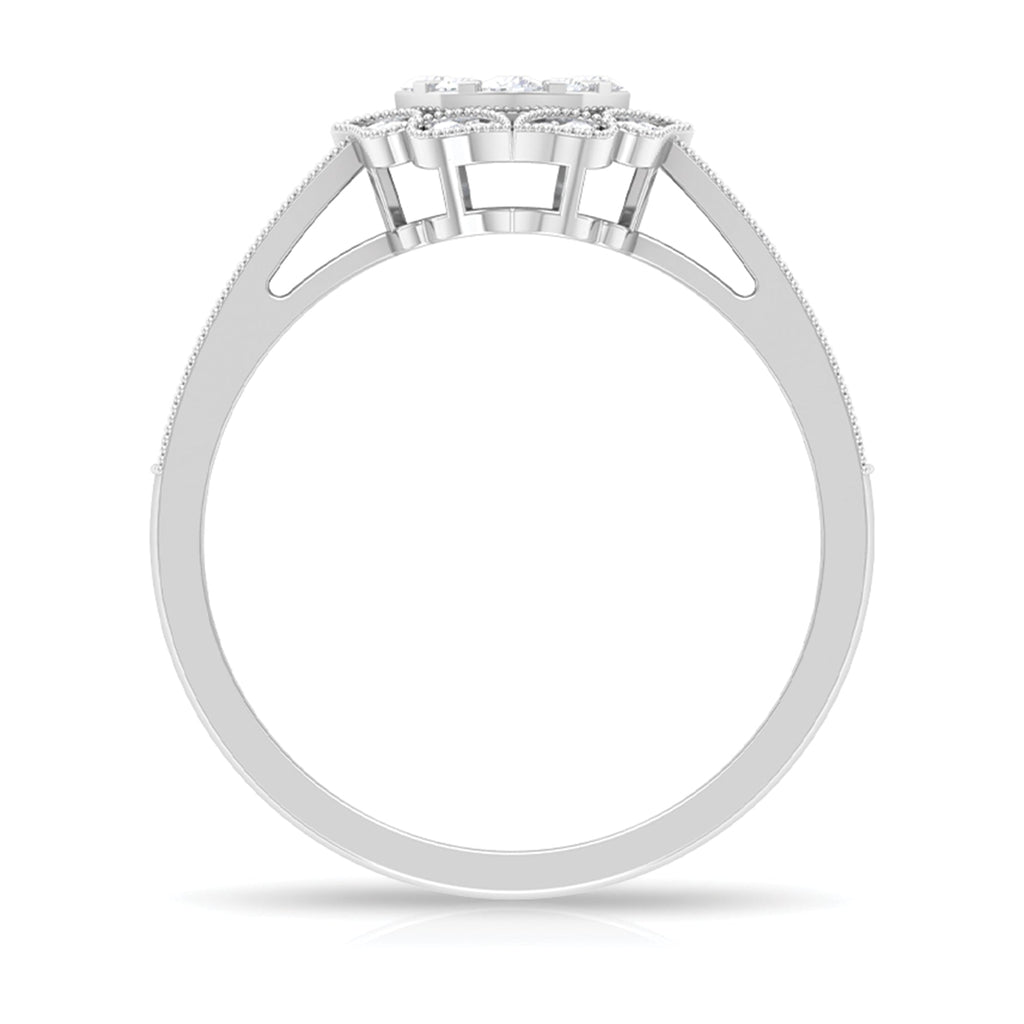 Vintage Inspired Diamond Halo Engagement Ring In Illusion Setting