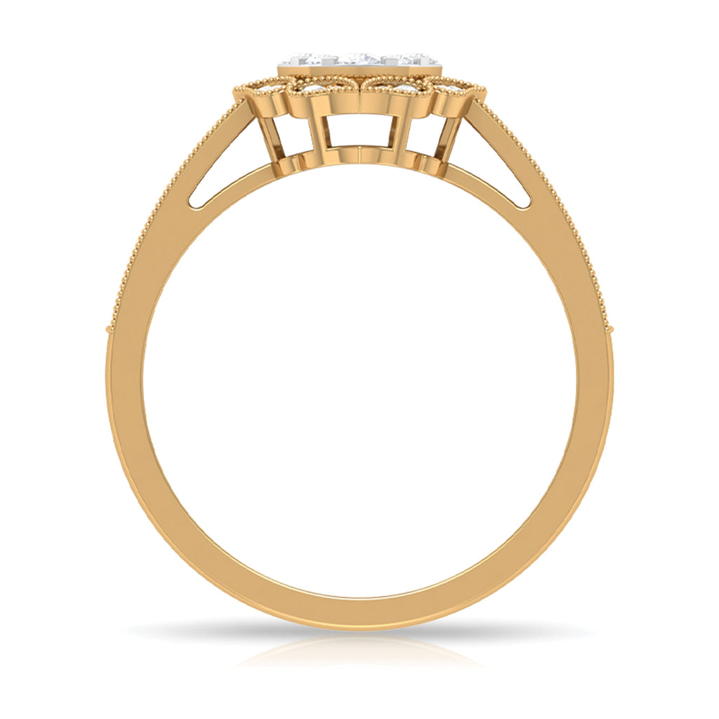 Vintage Inspired Diamond Halo Engagement Ring In Illusion Setting