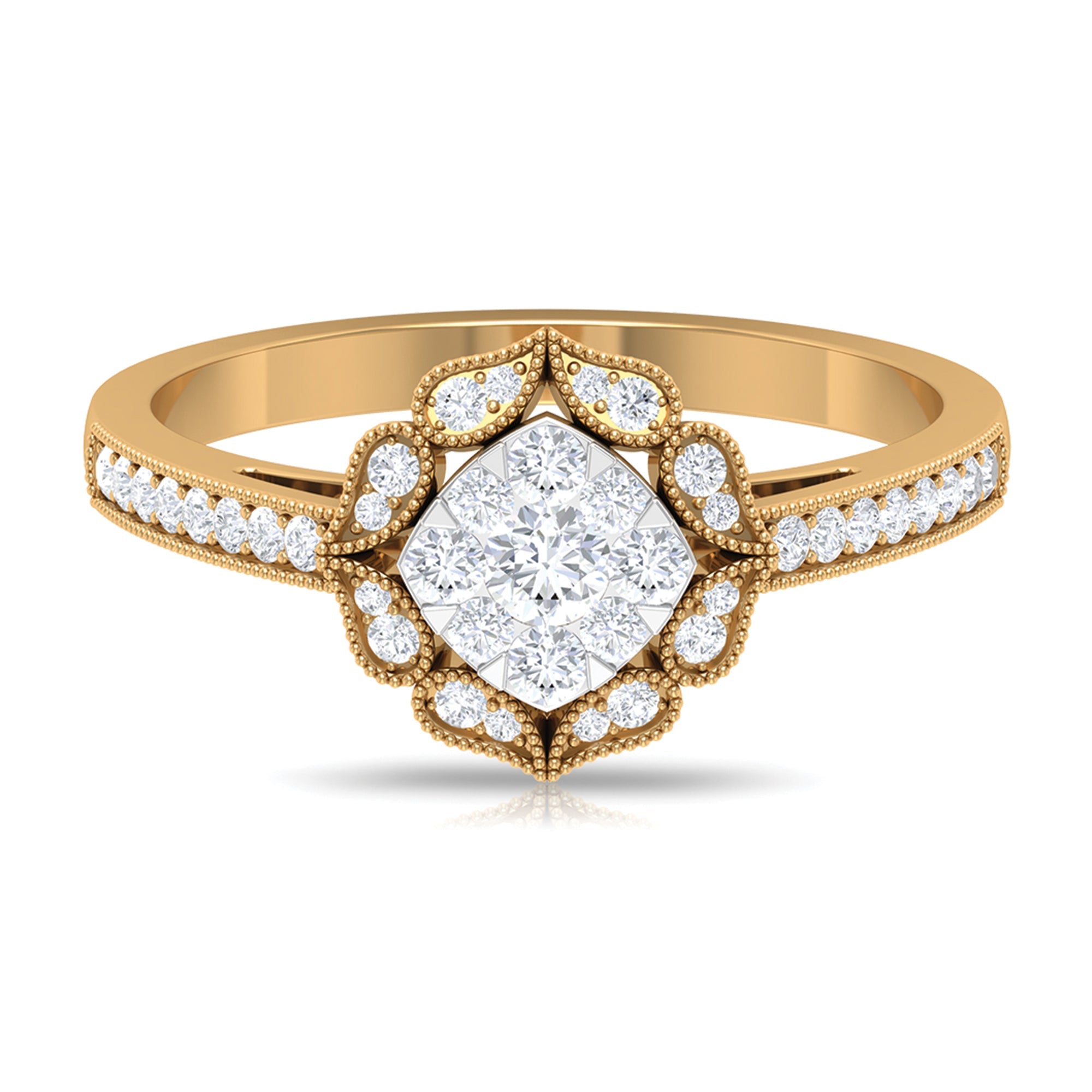 Vintage Inspired Diamond Halo Engagement Ring In Illusion Setting