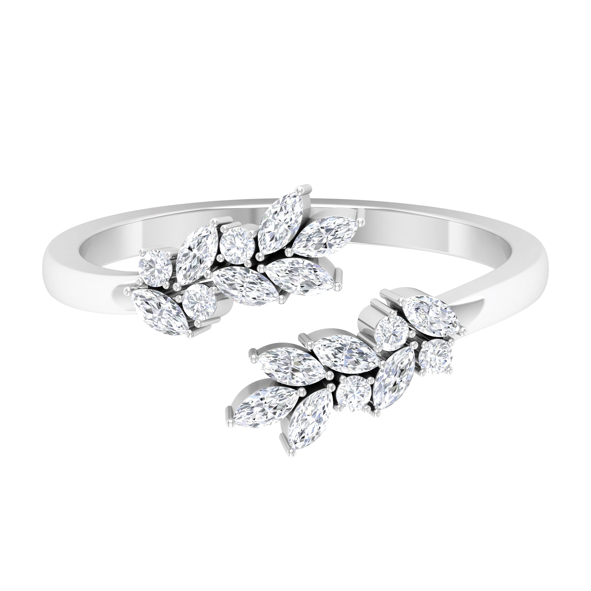 Nature Inspired Diamond Leaf Wrap Ring for Women