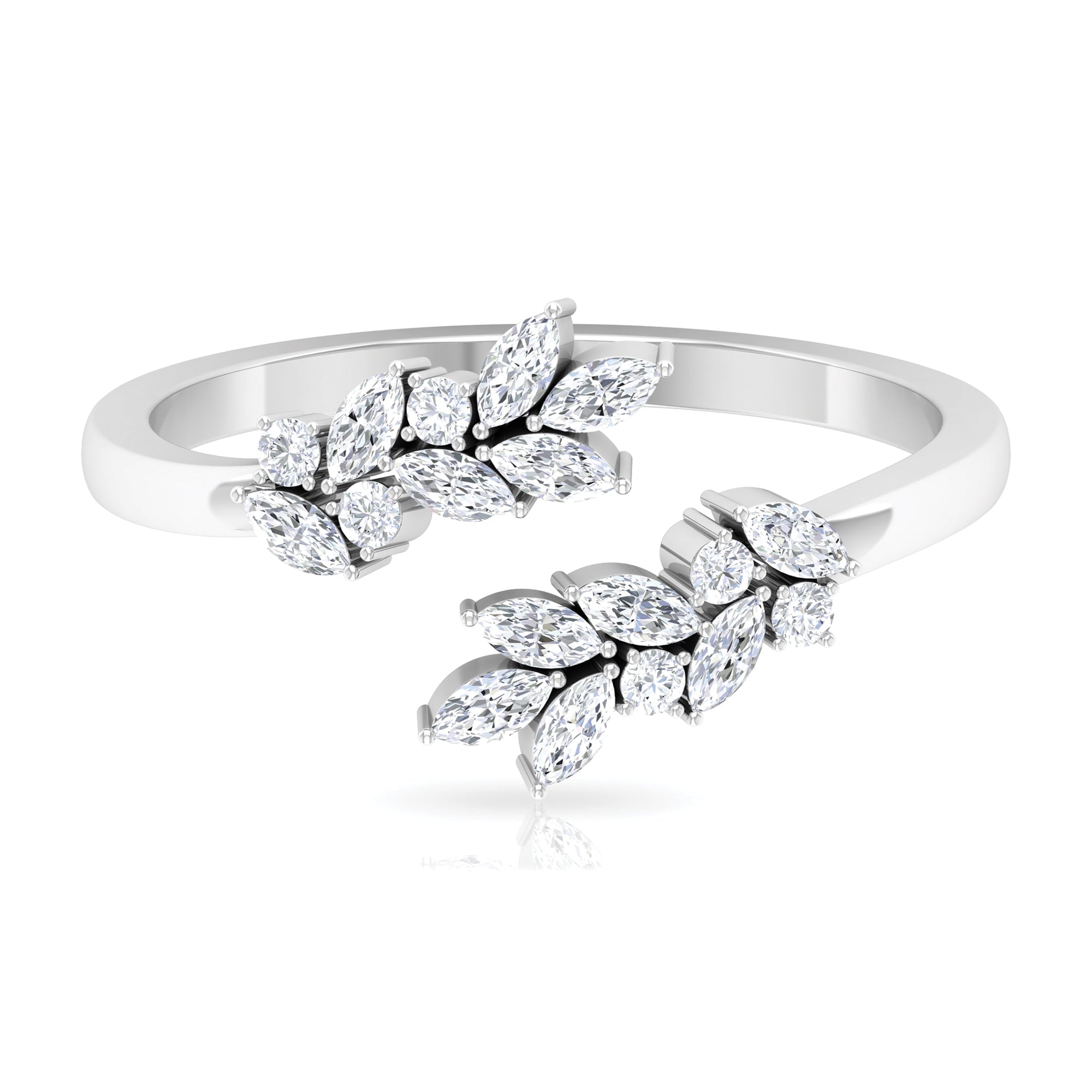 Nature Inspired Diamond Leaf Wrap Ring for Women