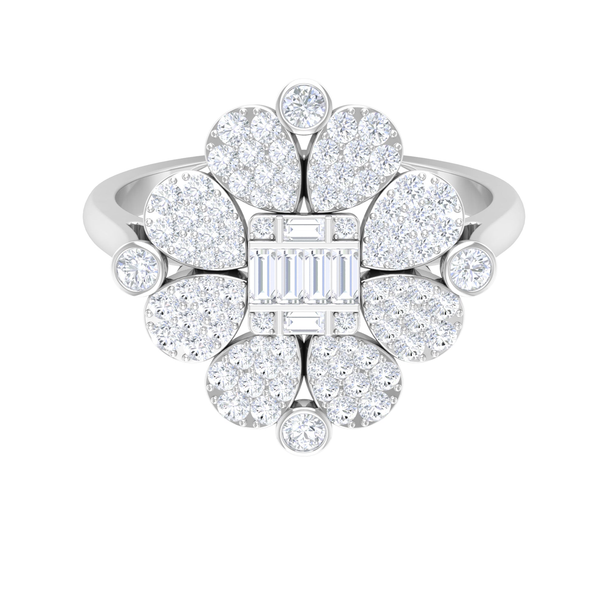Natural Diamond Statement Engagement Ring in Illusion Set