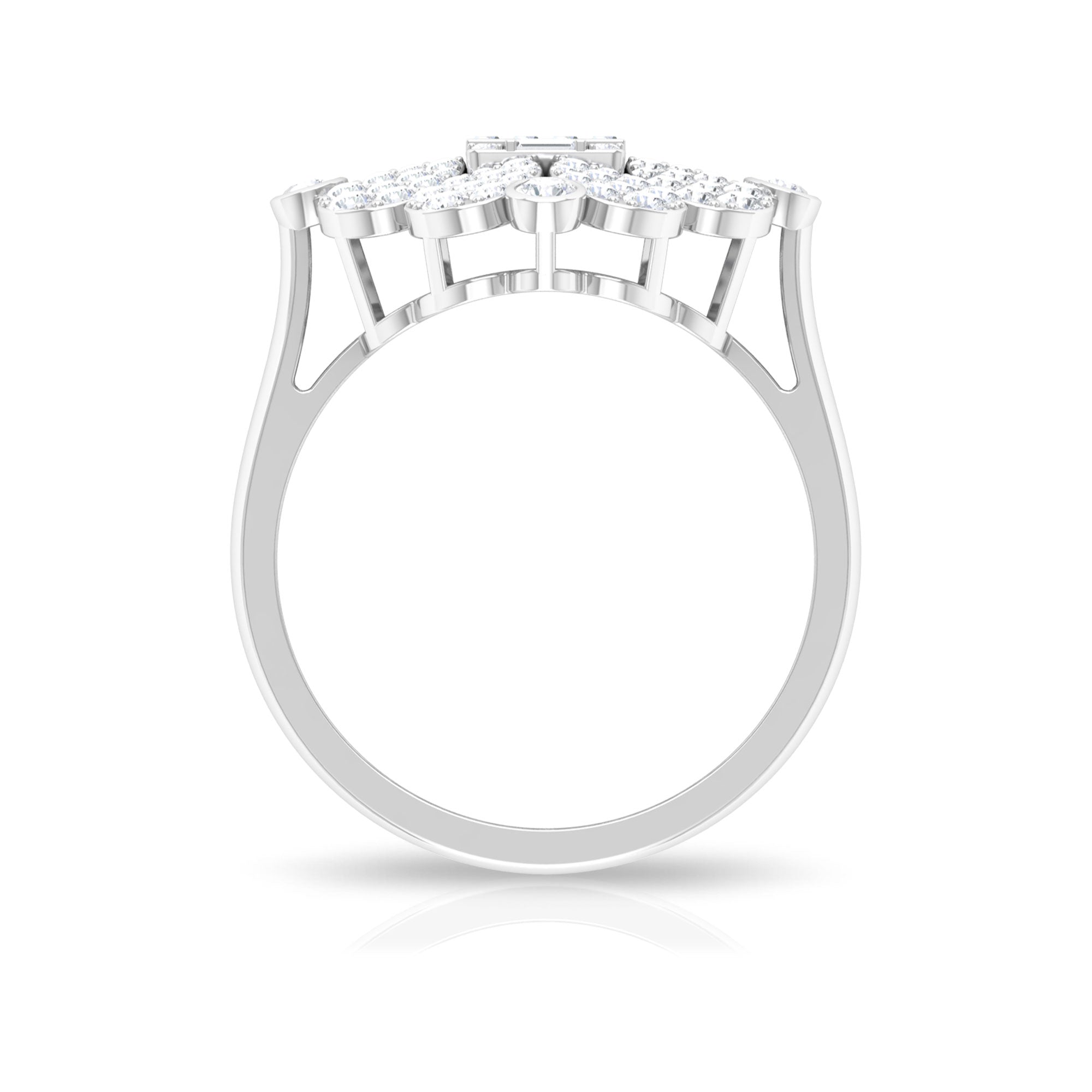 Natural Diamond Statement Engagement Ring in Illusion Set
