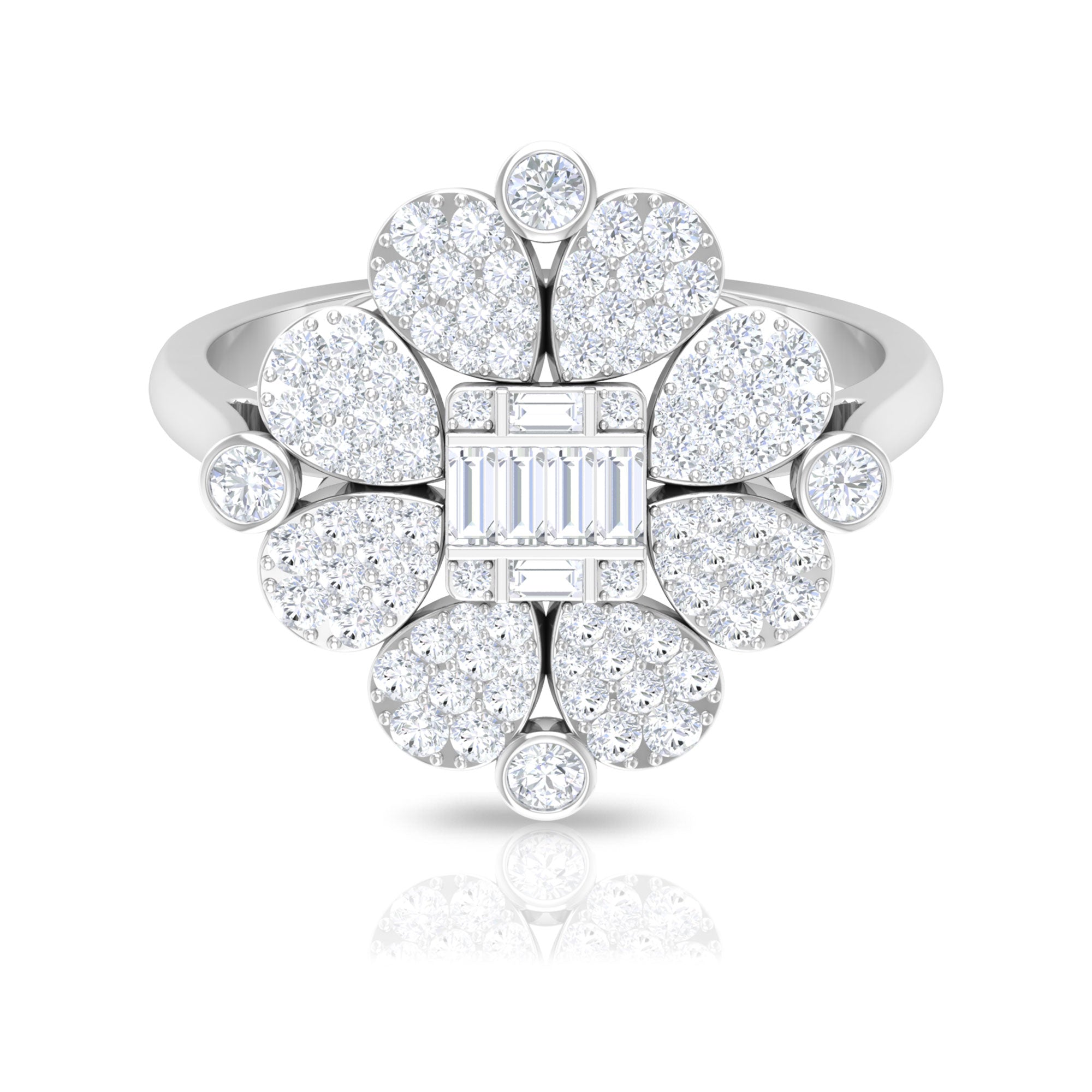 Natural Diamond Statement Engagement Ring in Illusion Set