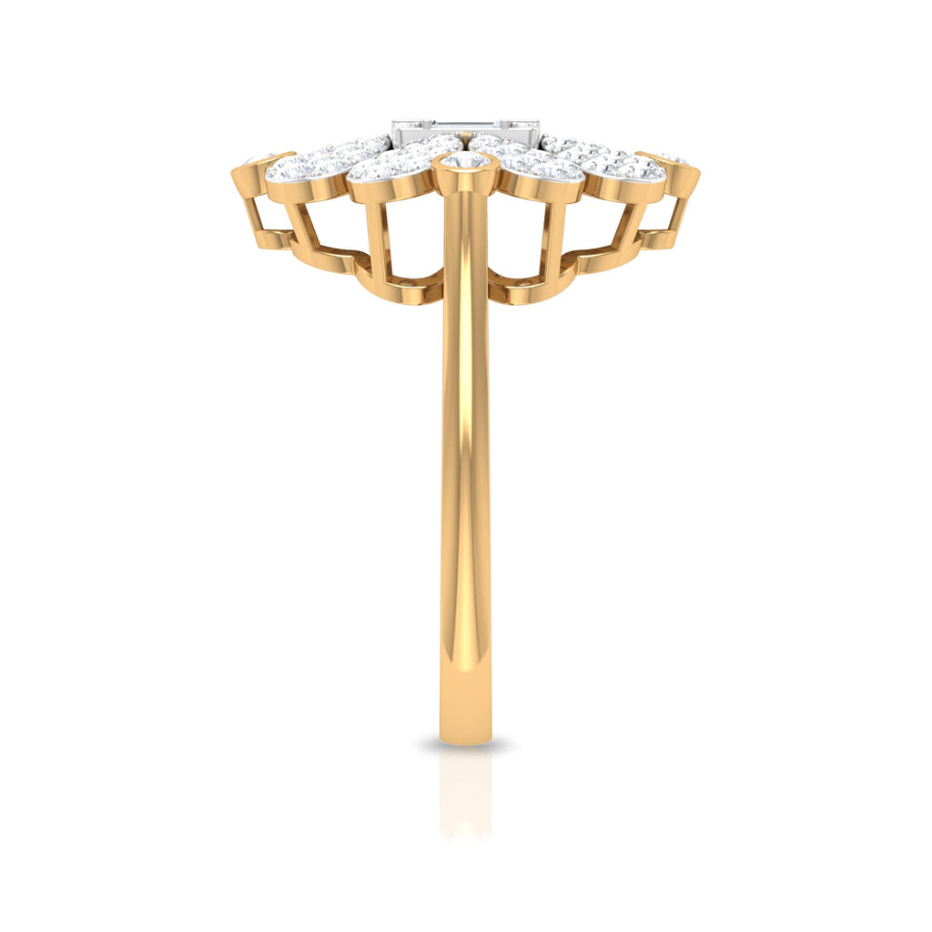 Natural Diamond Statement Engagement Ring in Illusion Set